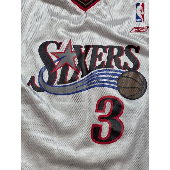 Vintage Philadelphia 76ers Allen Iverson Reebok Jersey Youth XL Sixers NBA Swing - Picture 7 of 10